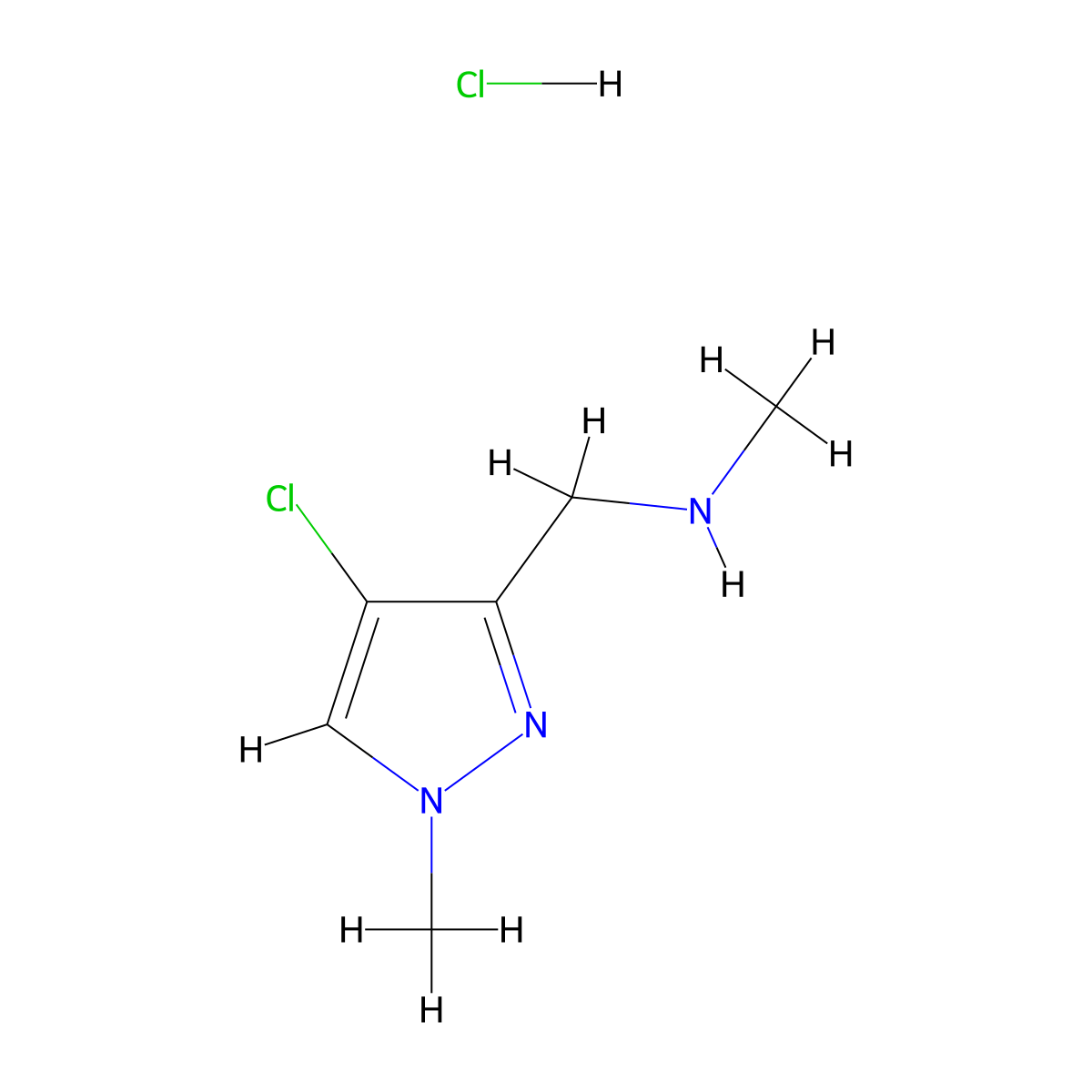 [(4-chloro-1-methyl-1H-pyrazol-3-yl)methyl](methyl)amine hydrochloride molecular structure, CAS 2228653-31-2