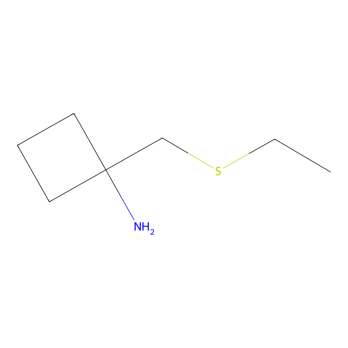 1-[(Ethylsulfanyl)methyl]cyclobutan-1-amine molecular structure, CAS 2228653-36-7
