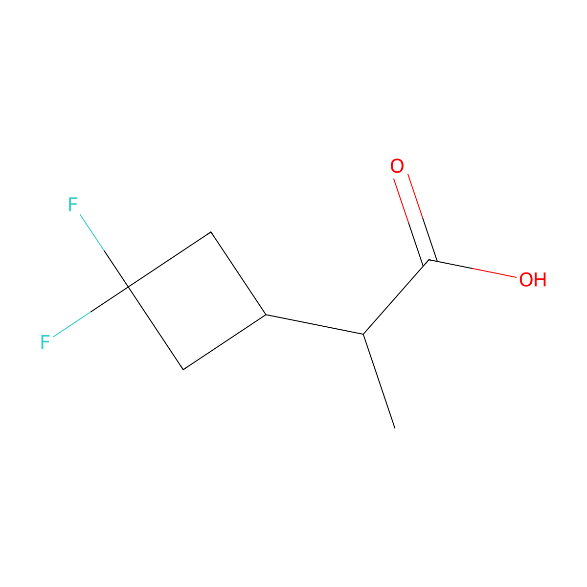 2-(3,3-Difluorocyclobutyl)propanoic acid molecular structure, CAS 2228653-77-6