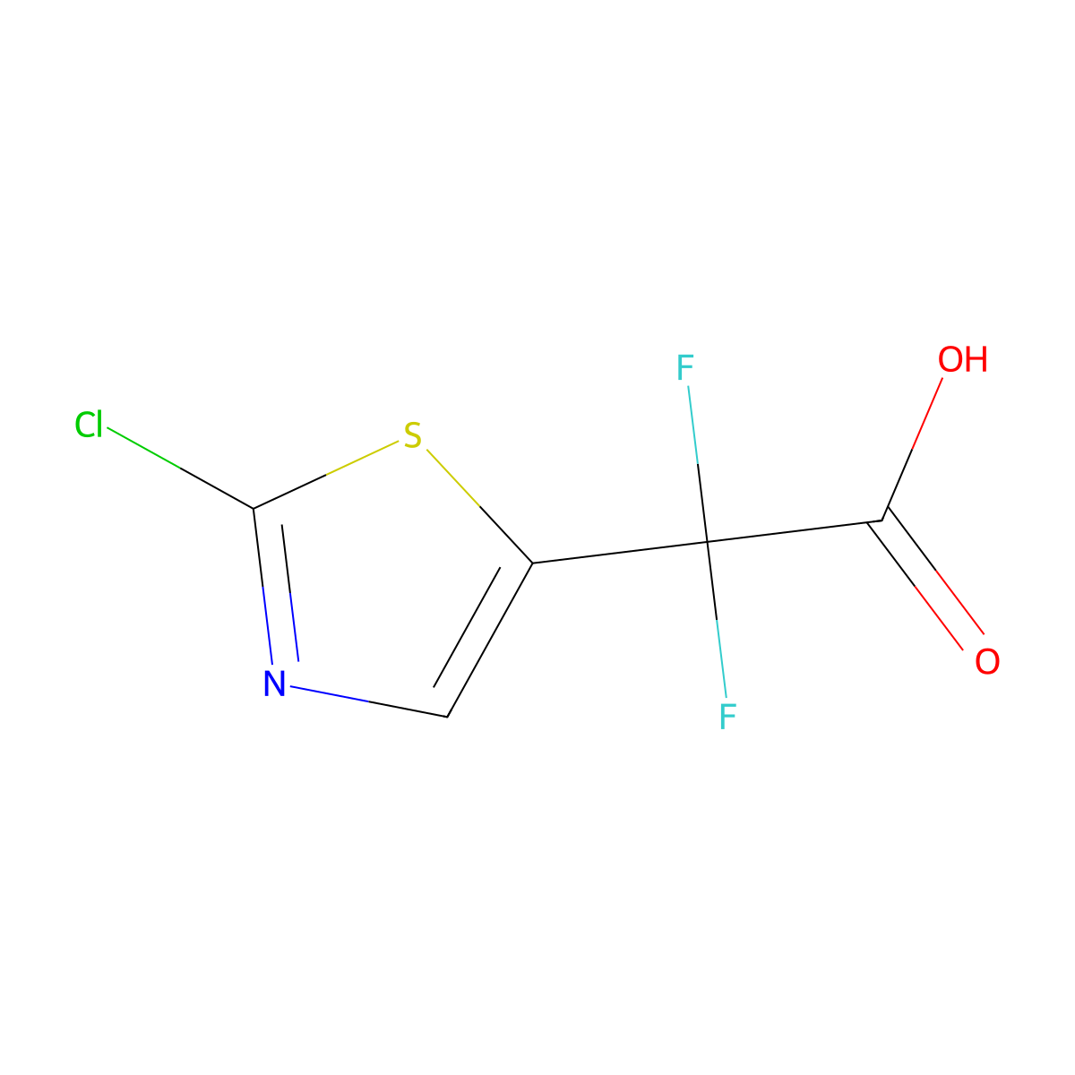 2-(2-Chloro-1,3-thiazol-5-yl)-2,2-difluoroacetic acid molecular structure, CAS 2228654-04-2