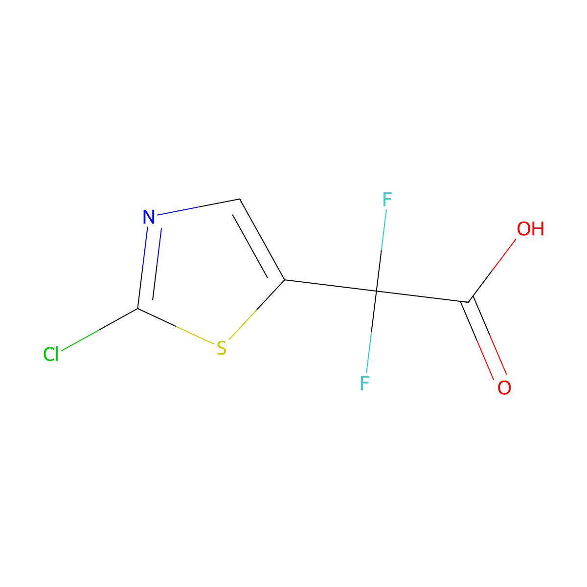 2-(2-Chloro-1,3-thiazol-5-yl)-2,2-difluoroacetic acid molecular structure, CAS 2228654-04-2