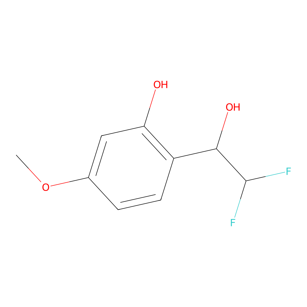 2-(2,2-Difluoro-1-hydroxyethyl)-5-methoxyphenol molecular structure, CAS 2228655-20-5