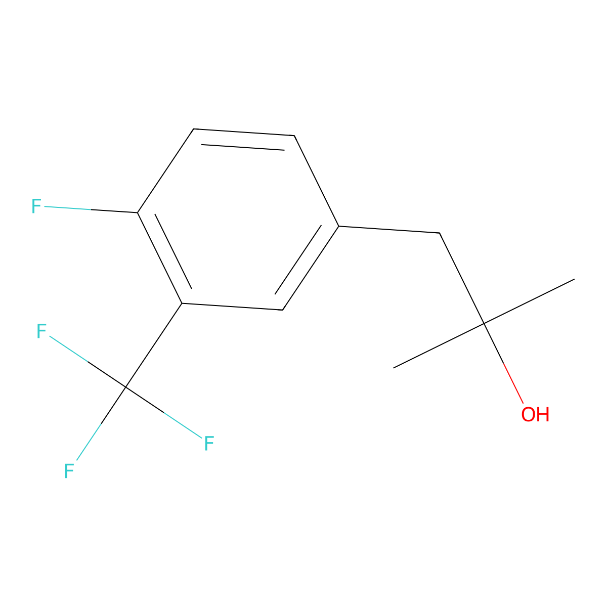 1-[4-Fluoro-3-(trifluoromethyl)phenyl]-2-methylpropan-2-ol molecular structure, CAS 2228656-55-9