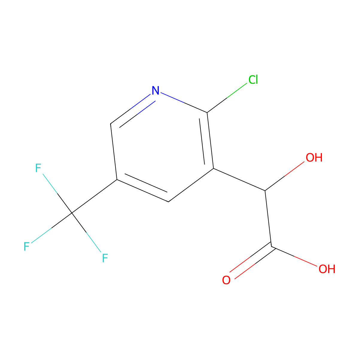 2-[2-Chloro-5-(trifluoromethyl)pyridin-3-yl]-2-hydroxyacetic acid molecular structure, CAS 2228656-90-2