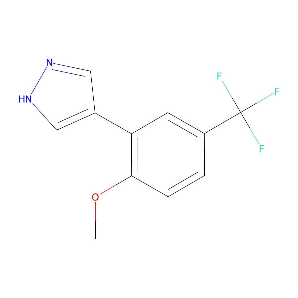 4-[2-methoxy-5-(trifluoromethyl)phenyl]-1H-pyrazole molecular structure, CAS 2228657-78-9
