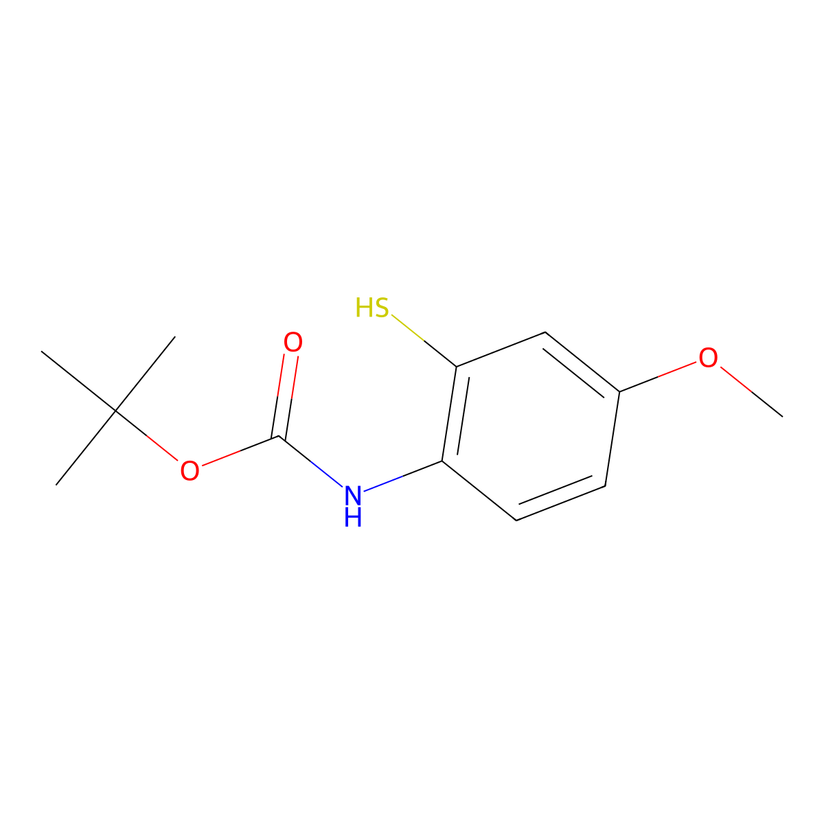 tert-butyl N-(4-methoxy-2-sulfanylphenyl)carbamate molecular structure, CAS 2228658-85-1