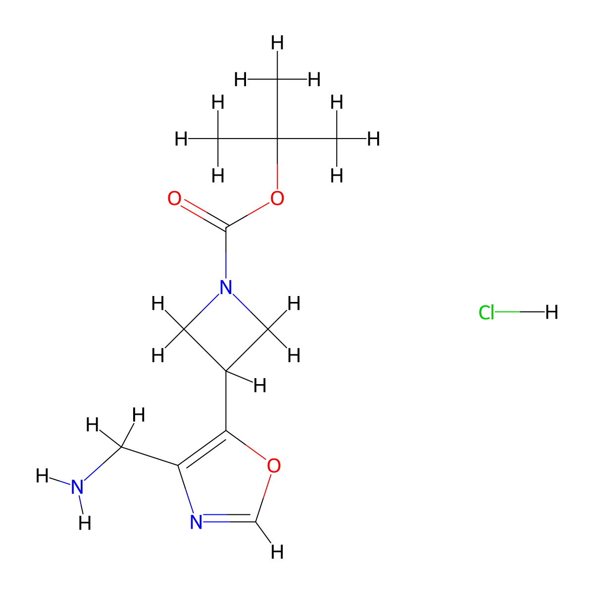 Tert-butyl 3-[4-(aminomethyl)-1,3-oxazol-5-yl]azetidine-1-carboxylate hydrochloride molecular structure, CAS 2228659-30-9