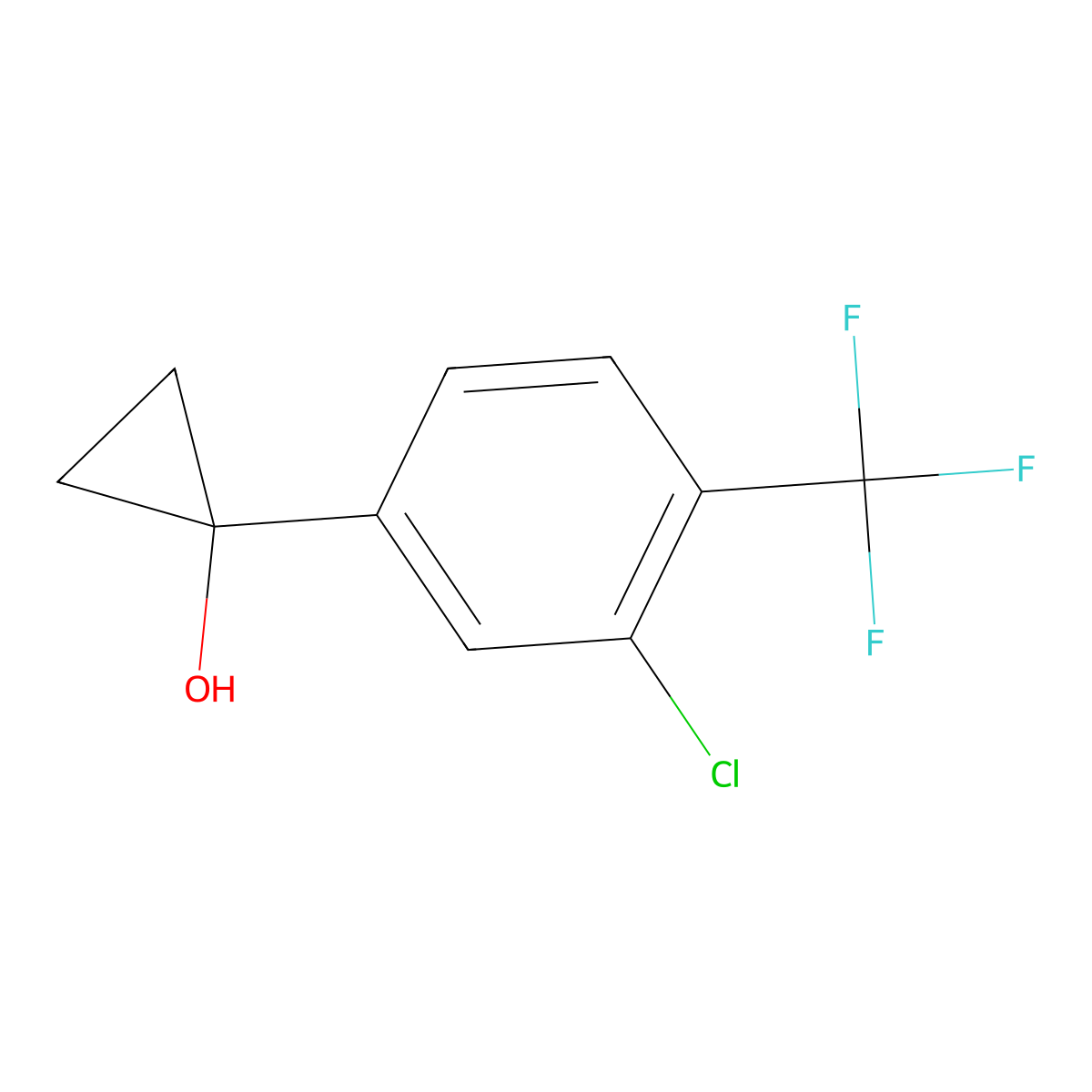 1-[3-Chloro-4-(trifluoromethyl)phenyl]cyclopropan-1-ol molecular structure, CAS 2228659-82-1