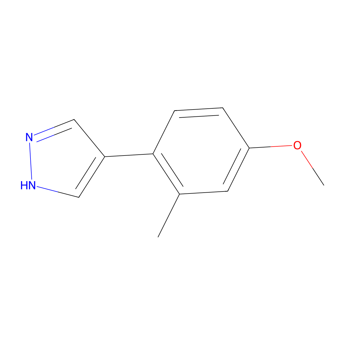 4-(4-methoxy-2-methylphenyl)-1H-pyrazole molecular structure, CAS 2228660-11-3