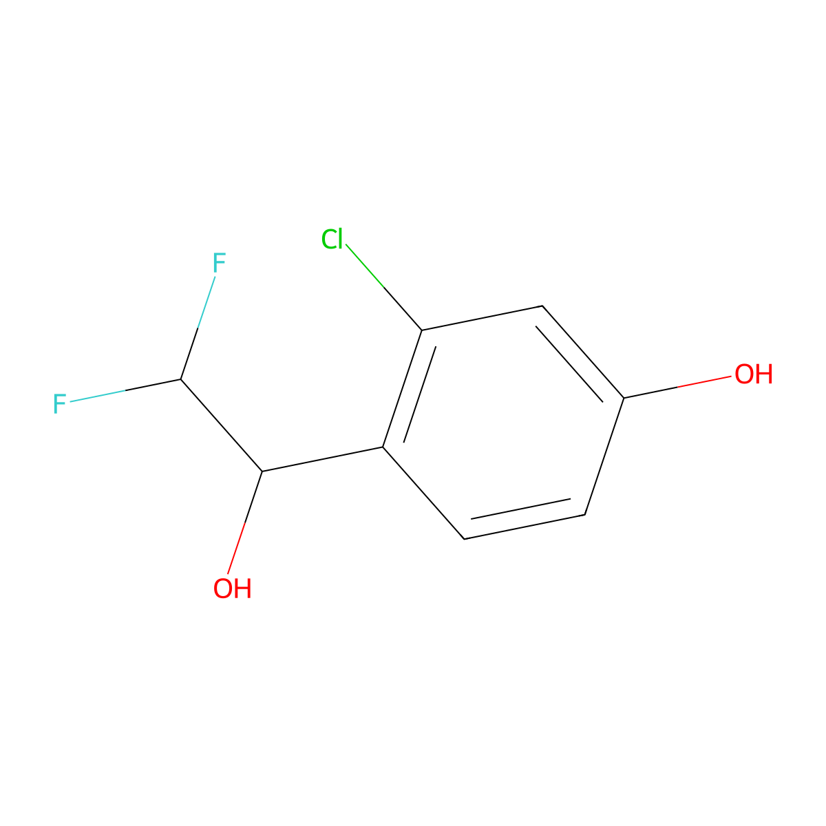 3-Chloro-4-(2,2-difluoro-1-hydroxyethyl)phenol molecular structure, CAS 2228661-70-7