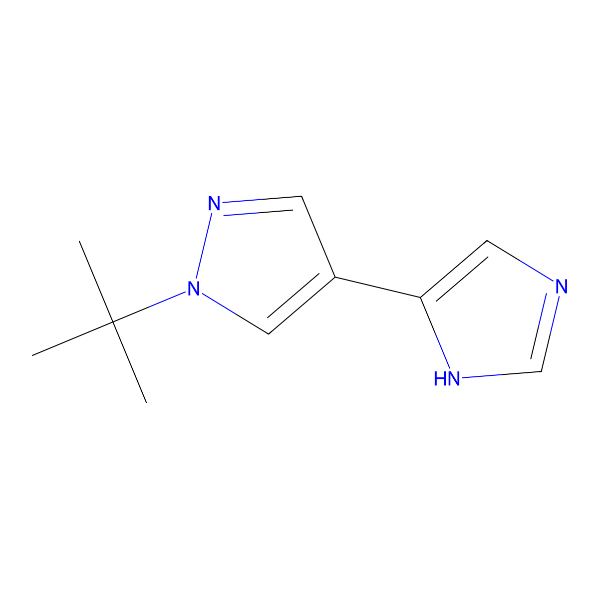 1-tert-butyl-4-(1H-imidazol-4-yl)-1H-pyrazole molecular structure, CAS 2228663-19-0
