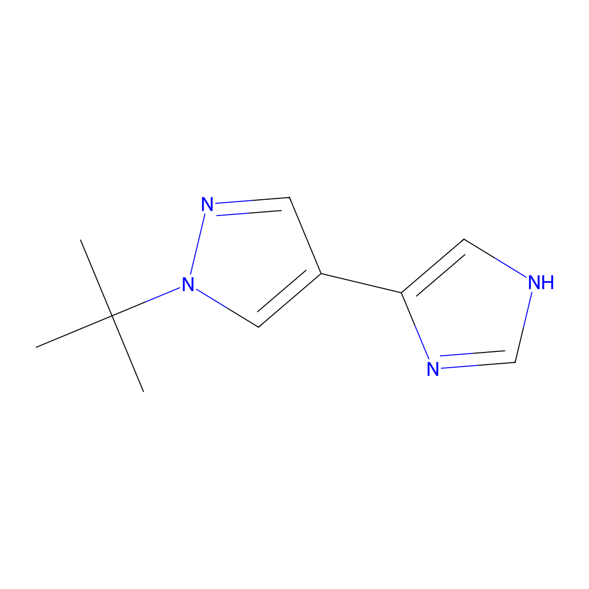 1-tert-butyl-4-(1H-imidazol-4-yl)-1H-pyrazole molecular structure, CAS 2228663-19-0