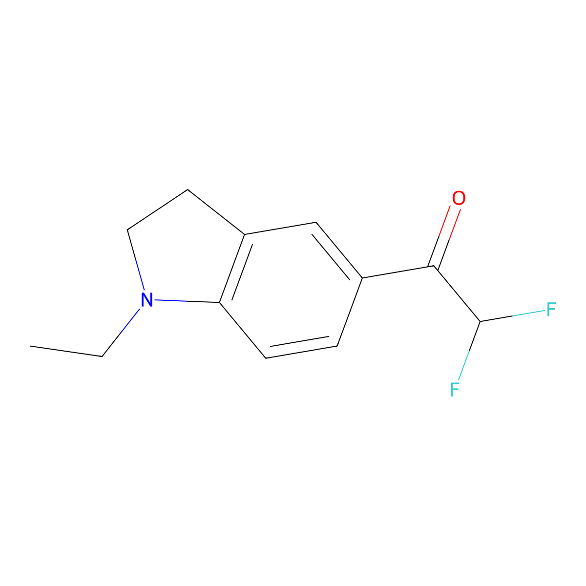 1-(1-ethyl-2,3-dihydro-1H-indol-5-yl)-2,2-difluoroethan-1-one molecular structure, CAS 2228667-01-2