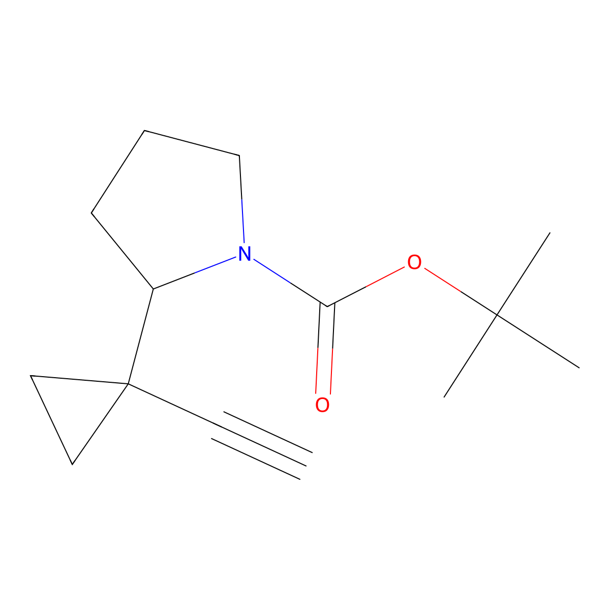 Tert-butyl 2-(1-ethynylcyclopropyl)pyrrolidine-1-carboxylate molecular structure, CAS 2228668-60-6