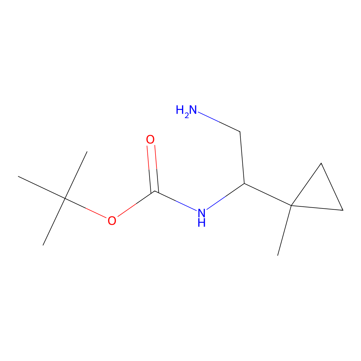 tert-butyl N-(2-amino-1-(1-methylcyclopropyl)ethyl)carbamate molecular structure, CAS 2228668-84-4