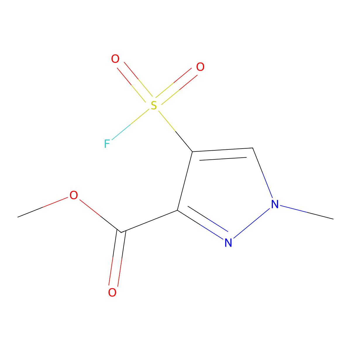 methyl 4-(fluorosulfonyl)-1-methyl-1H-pyrazole-3-carboxylate molecular structure, CAS 2228669-54-1