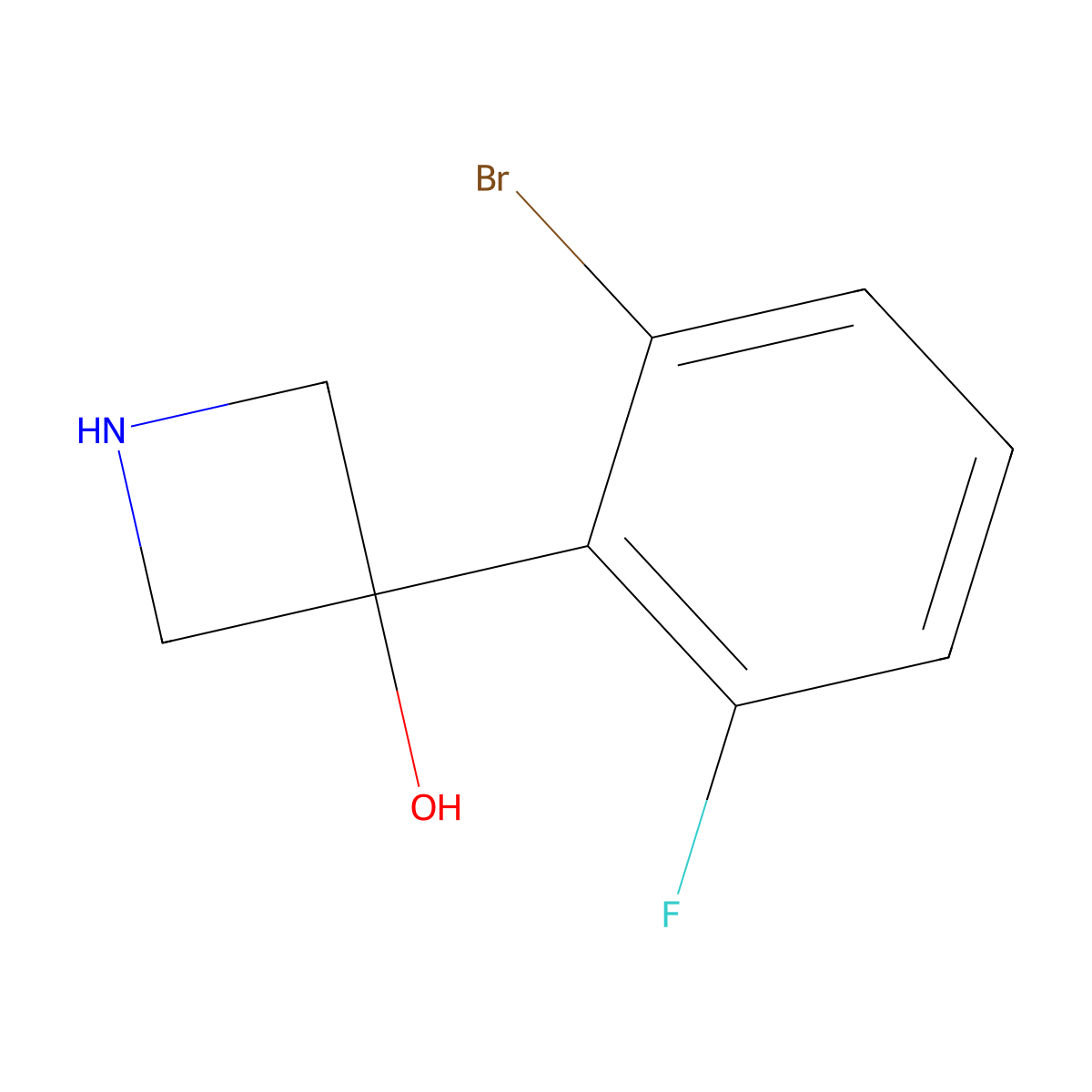 3-(2-Bromo-6-fluorophenyl)azetidin-3-ol molecular structure, CAS 2228670-31-1