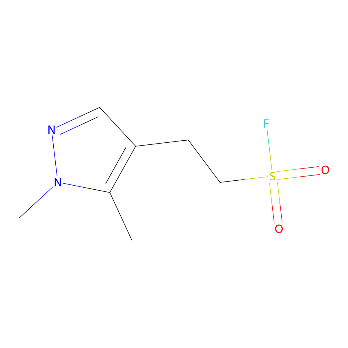 2-(1,5-dimethyl-1H-pyrazol-4-yl)ethane-1-sulfonyl fluoride molecular structure, CAS 2228671-55-2
