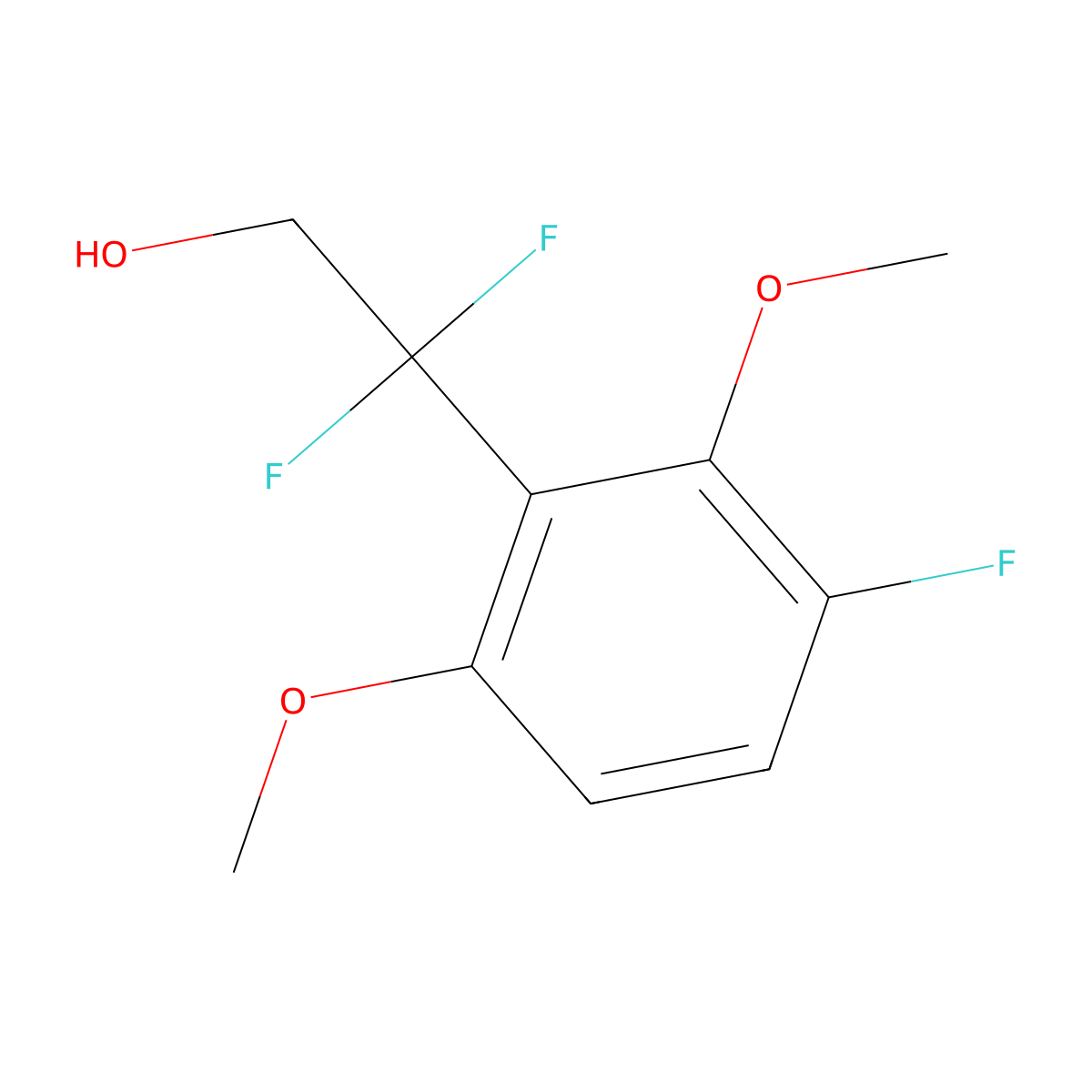 2,2-Difluoro-2-(3-fluoro-2,6-dimethoxyphenyl)ethan-1-ol molecular structure, CAS 2228672-68-0