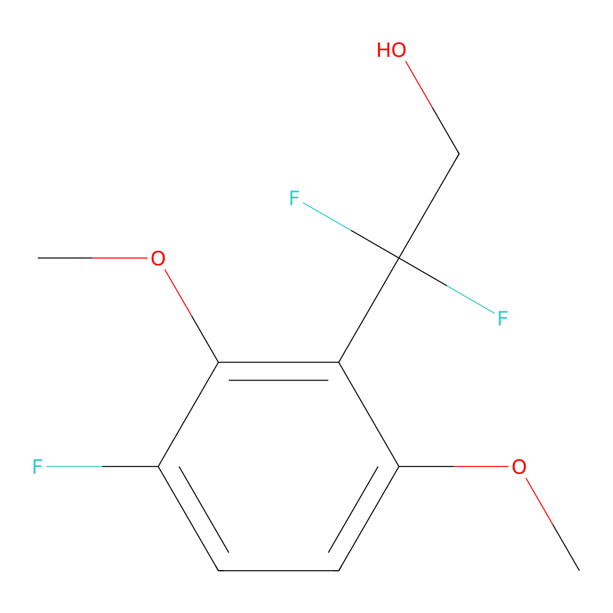 2,2-Difluoro-2-(3-fluoro-2,6-dimethoxyphenyl)ethan-1-ol molecular structure, CAS 2228672-68-0
