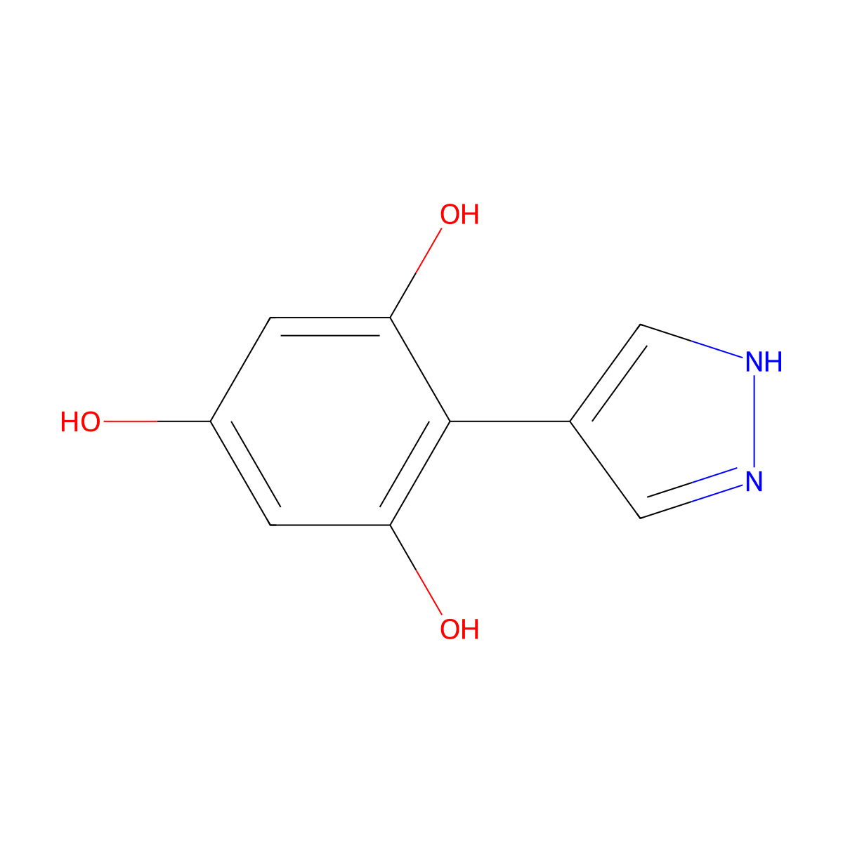 2-(1H-pyrazol-4-yl)benzene-1,3,5-triol molecular structure, CAS 2228673-46-7
