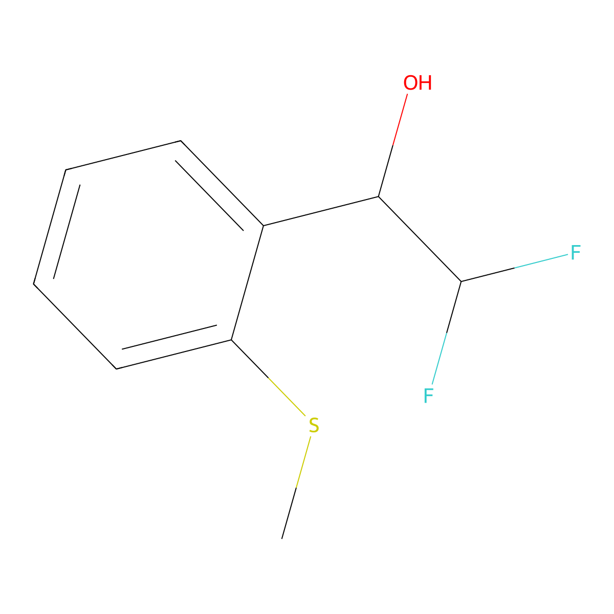 2,2-Difluoro-1-[2-(methylsulfanyl)phenyl]ethan-1-ol molecular structure, CAS 2228673-81-0