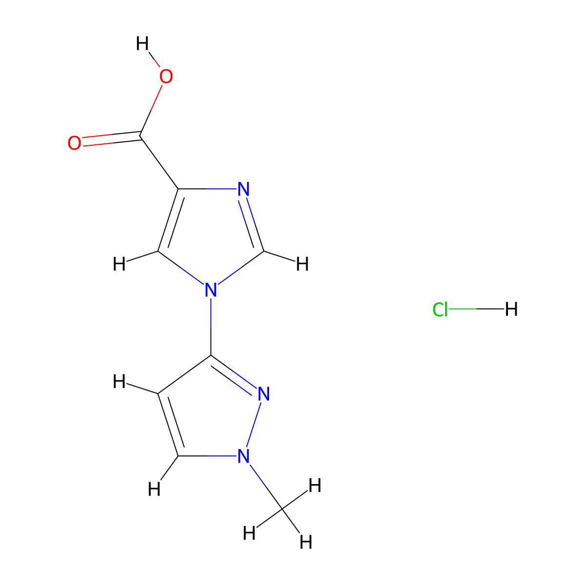 1-(1-Methyl-1H-pyrazol-3-yl)-1H-imidazole-4-carboxylic acid hydrochloride molecular structure, CAS 2228674-36-8