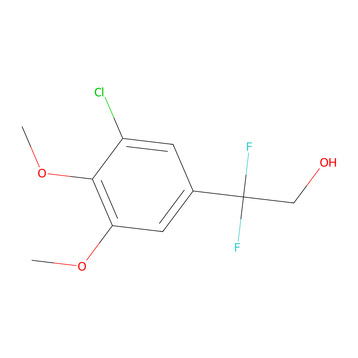 2-(3-Chloro-4,5-dimethoxyphenyl)-2,2-difluoroethan-1-ol molecular structure, CAS 2228674-42-6
