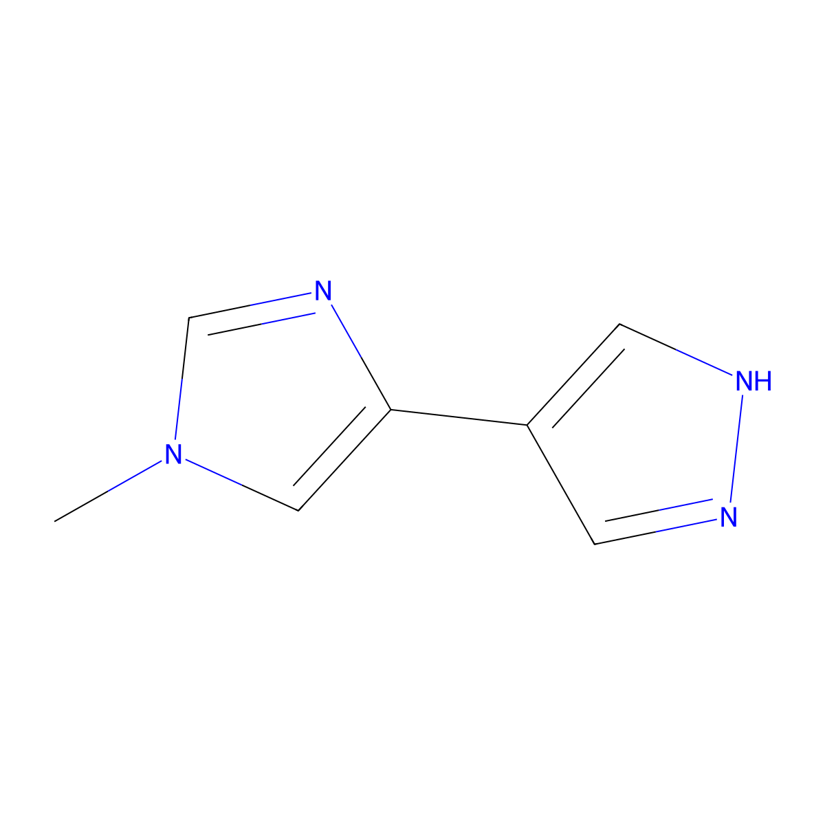 1-methyl-4-(1H-pyrazol-4-yl)-1H-imidazole molecular structure, CAS 2228674-74-4