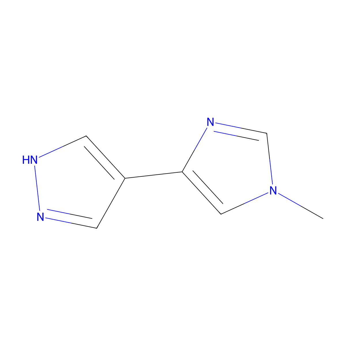 1-methyl-4-(1H-pyrazol-4-yl)-1H-imidazole molecular structure, CAS 2228674-74-4