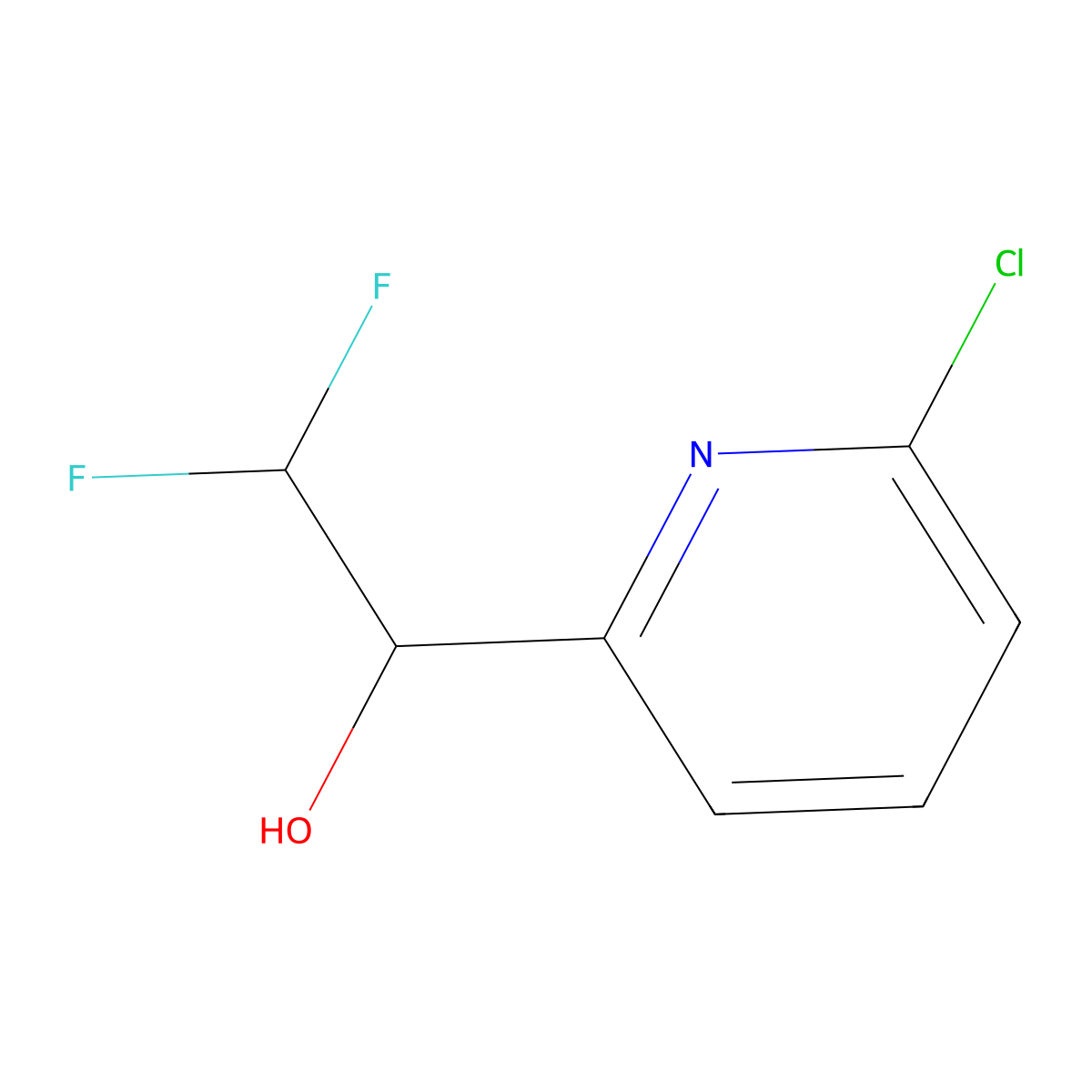 1-(6-Chloropyridin-2-yl)-2,2-difluoroethan-1-ol molecular structure, CAS 2228674-88-0