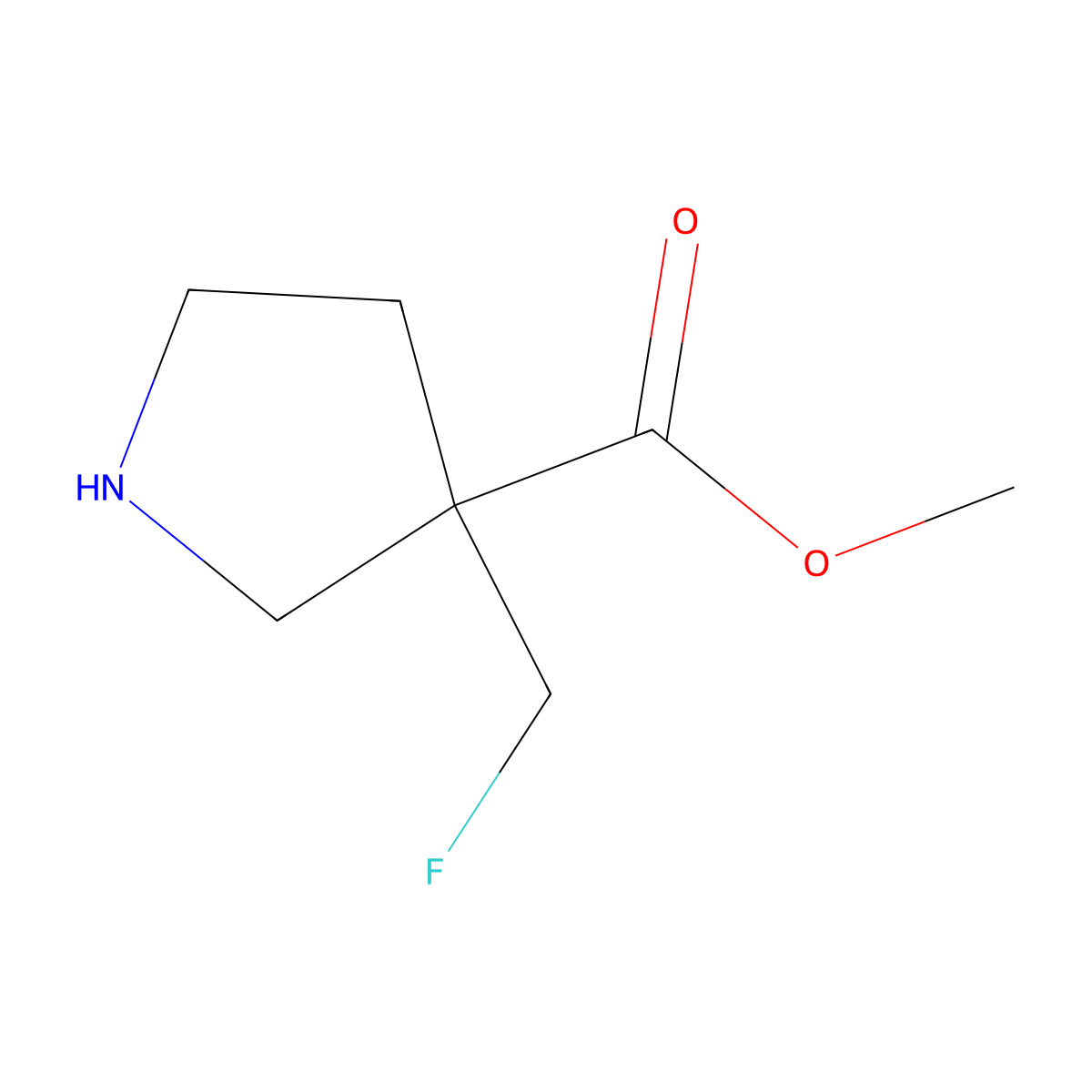 Methyl 3-(fluoromethyl)pyrrolidine-3-carboxylate molecular structure, CAS 2228676-06-8