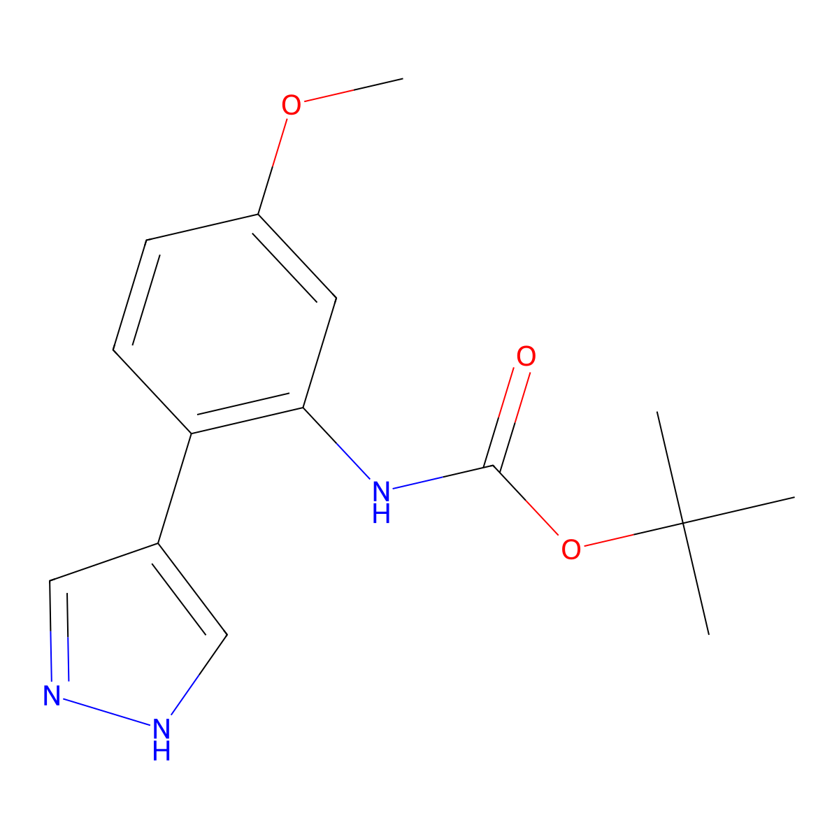 tert-butyl N-[5-methoxy-2-(1H-pyrazol-4-yl)phenyl]carbamate molecular structure, CAS 2228680-09-7