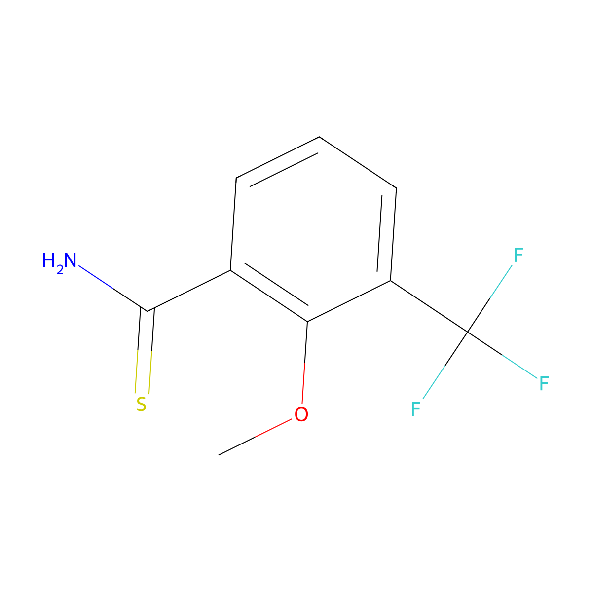2-Methoxy-3-(trifluoromethyl)benzene-1-carbothioamide molecular structure, CAS 2228680-64-4