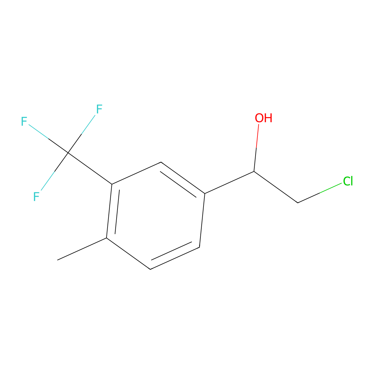 2-Chloro-1-[4-methyl-3-(trifluoromethyl)phenyl]ethan-1-ol molecular structure, CAS 2228681-59-0