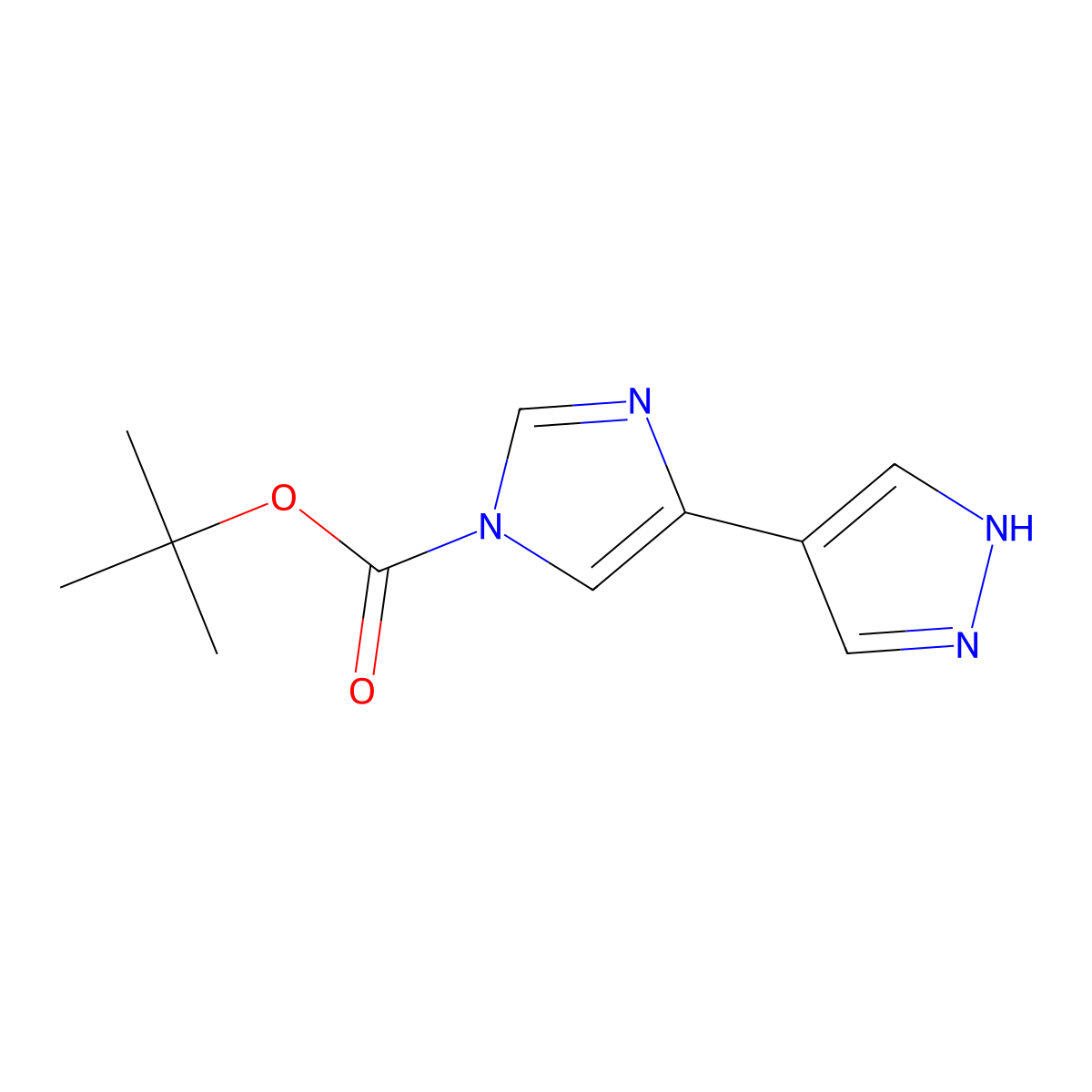 tert-butyl 4-(1H-pyrazol-4-yl)-1H-imidazole-1-carboxylate molecular structure, CAS 2228683-98-3