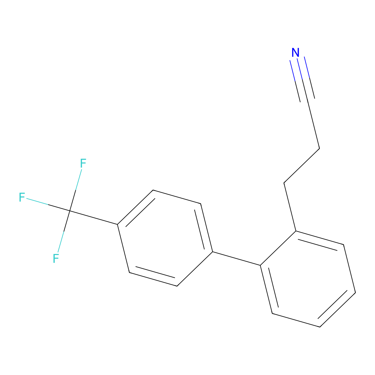 3-{2-[4-(Trifluoromethyl)phenyl]phenyl}propanenitrile molecular structure, CAS 2228684-64-6