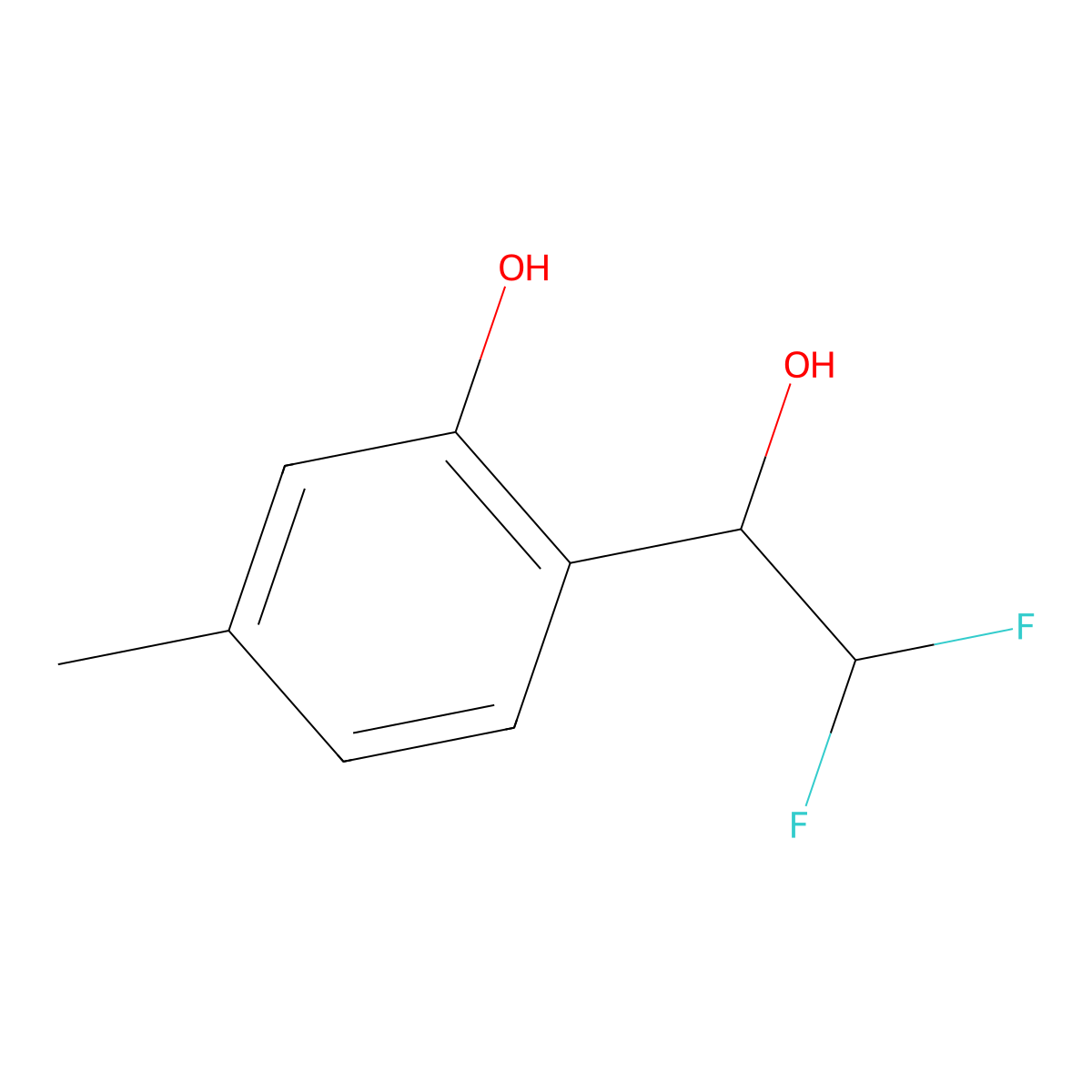 2-(2,2-Difluoro-1-hydroxyethyl)-5-methylphenol molecular structure, CAS 2228688-90-0