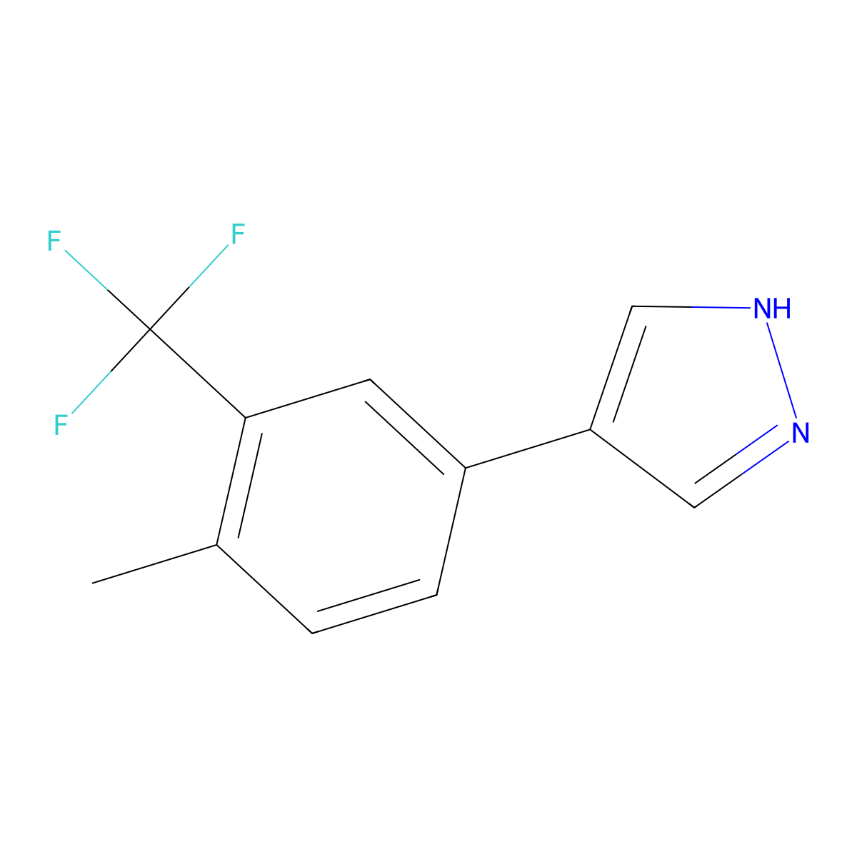 4-[4-methyl-3-(trifluoromethyl)phenyl]-1H-pyrazole molecular structure, CAS 2228689-62-9