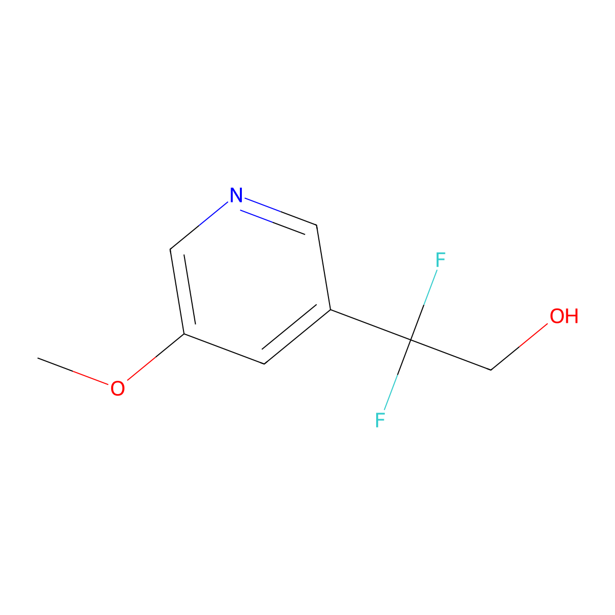 2,2-Difluoro-2-(5-methoxypyridin-3-yl)ethan-1-ol molecular structure, CAS 2228690-20-6