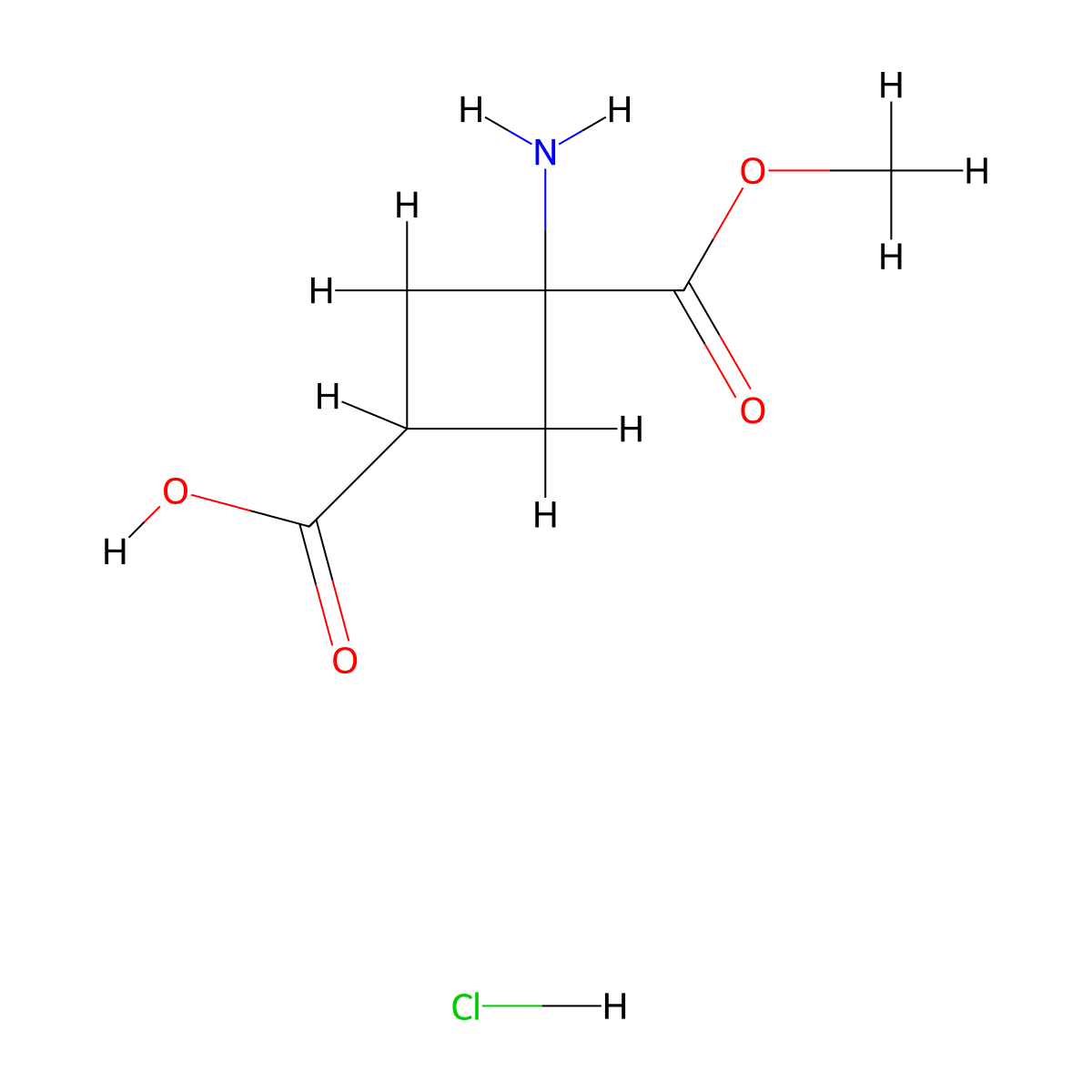 3-Amino-3-(methoxycarbonyl)cyclobutane-1-carboxylic acid hydrochloride molecular structure, CAS 2228692-94-0
