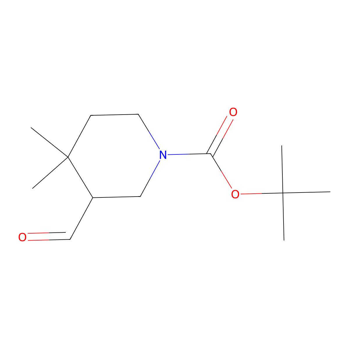 Tert-butyl 3-formyl-4,4-dimethylpiperidine-1-carboxylate molecular structure, CAS 2228693-01-2