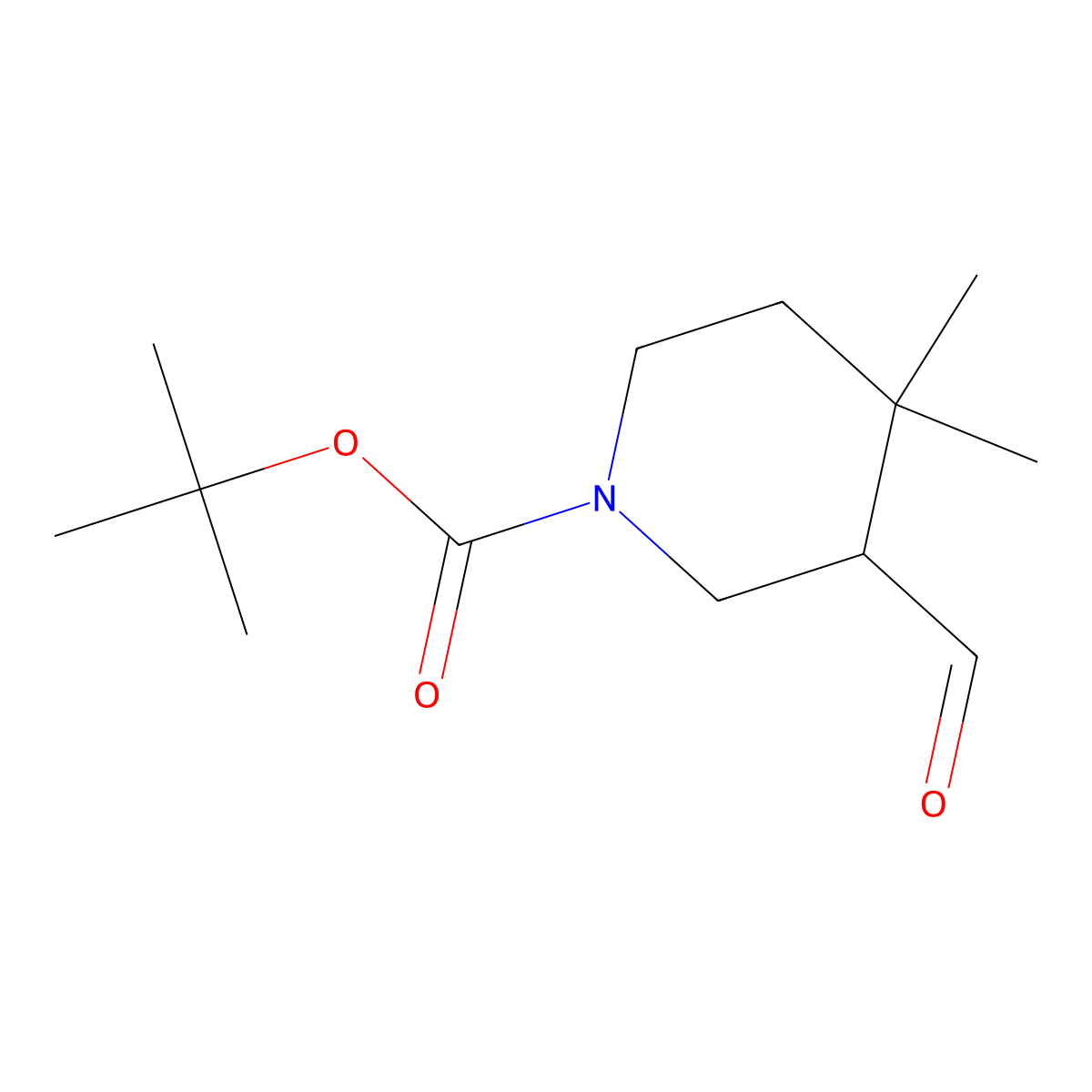 Tert-butyl 3-formyl-4,4-dimethylpiperidine-1-carboxylate molecular structure, CAS 2228693-01-2