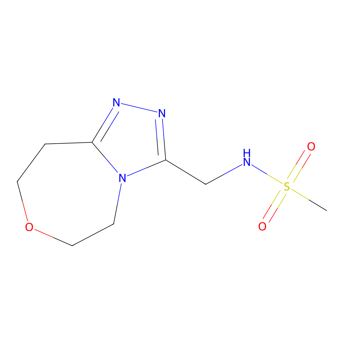 N-({5H,6H,8H,9H-[1,2,4]triazolo[4,3-d][1,4]oxazepin-3-yl}methyl)methanesulfonamide molecular structure, CAS 2228693-03-4