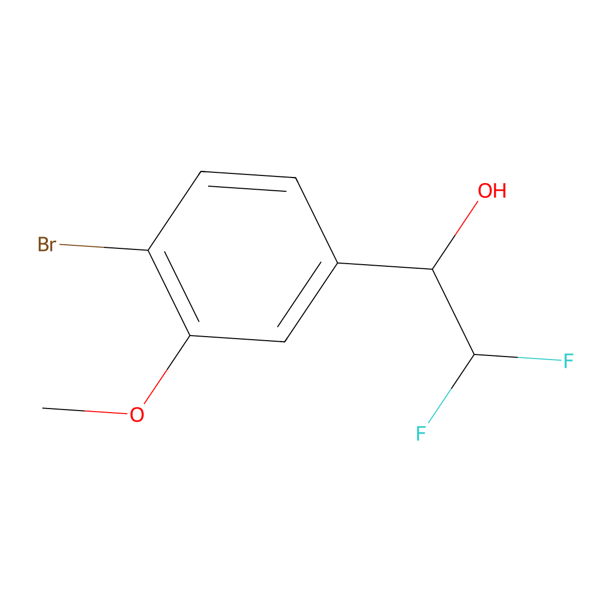 1-(4-Bromo-3-methoxyphenyl)-2,2-difluoroethan-1-ol molecular structure, CAS 2228693-24-9