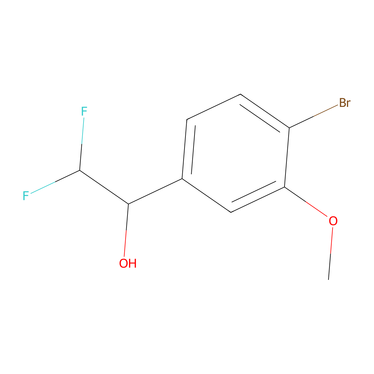 1-(4-Bromo-3-methoxyphenyl)-2,2-difluoroethan-1-ol molecular structure, CAS 2228693-24-9