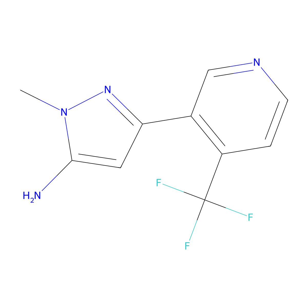 1-methyl-3-[4-(trifluoromethyl)pyridin-3-yl]-1H-pyrazol-5-amine molecular structure, CAS 2228693-69-2