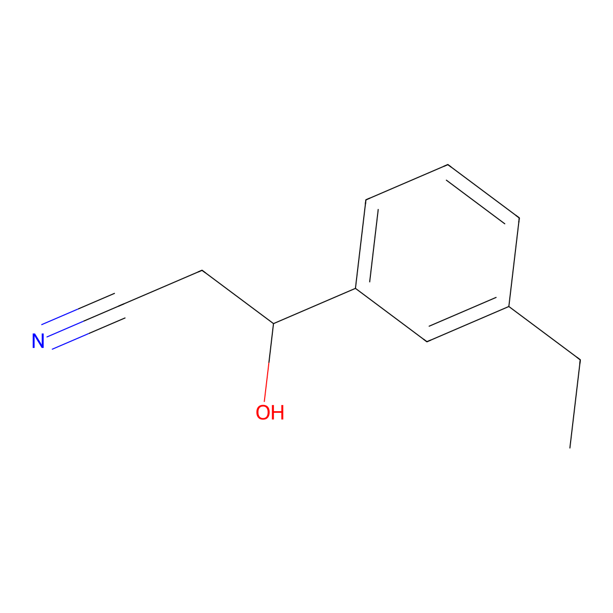 3-(3-Ethylphenyl)-3-hydroxypropanenitrile molecular structure, CAS 2228693-92-1