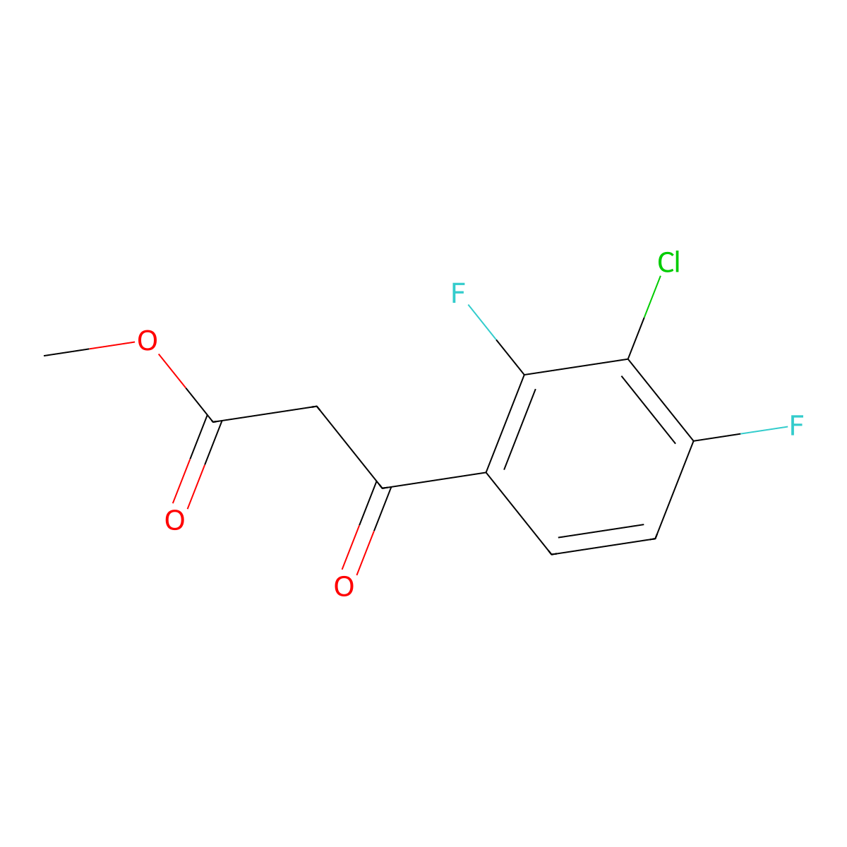 Methyl 3-(3-chloro-2,4-difluorophenyl)-3-oxopropanoate molecular structure, CAS 2228694-01-5