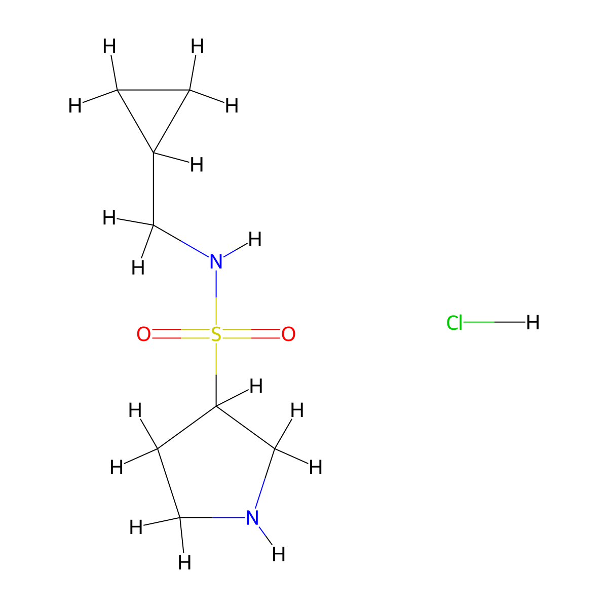 N-(cyclopropylmethyl)pyrrolidine-3-sulfonamide hydrochloride molecular structure, CAS 2228694-22-0